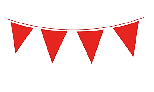 Oaktree Uk 649705 Solid Colour Waterproof Bunting 20 Flags 20cm x 30cm 10m Red