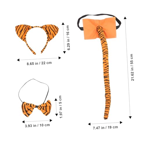 OATIPHO 1 Juego De Lazos Para El Pelo Diadema Decorativa Cintas Para El Pelo Colas Pajarita Collar De Rendimiento Orejas De Tigre Aros Para El Pelo Disfraz De Tigre Cola De