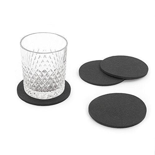Oblique-Unique® - Lote de 4 posavasos redondos de fieltro para mesas y bares, para vidrio