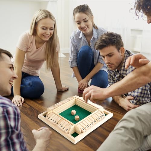 Ohicki Juego Shut The Box, juegos de dados de madera | Juegos de mesa, 2-4 jugadores, mejora las habilidades matemáticas y de toma de decisiones para aprender más, proporcionando entretenimiento