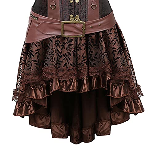 OIUHJN Escudo medieval de madera auténtica Split Court Shapewear Mujer European Suit Corsé Marrón Mujer Blusa Mi héroe Academia Cosplay Disfraz, marrón, XL
