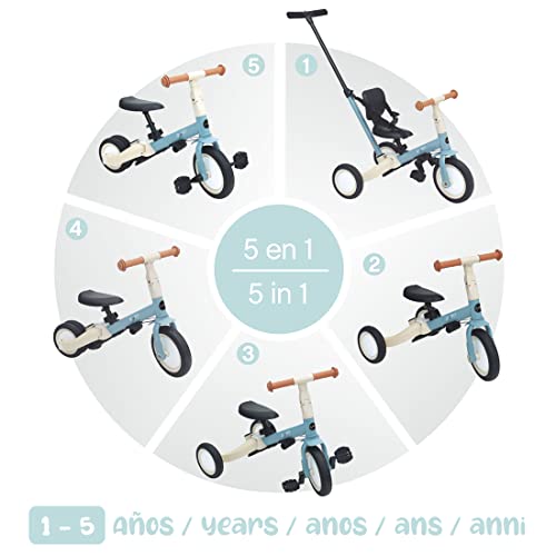 Olmitos - Triciclo Evolutivo de Bebé 5 en 1 GYRO - Bicicleta Niños Desde 1 Año hasta 5 años - De Triciclo a Bicicleta con o sin Pedales – Adaptable y transformable (Gris)