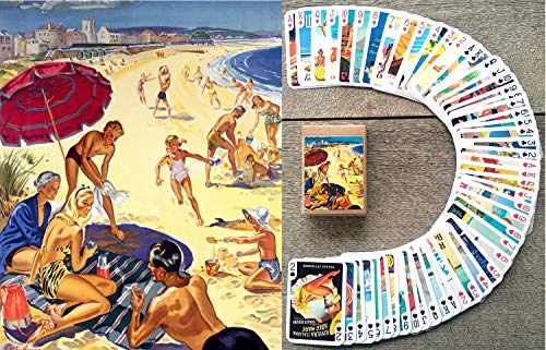 ON The Beach Travel Posters Jugar a las cartas (póquer 54 cartas todos los demás), Vintage Retro Classic Travel Posters Britain USA