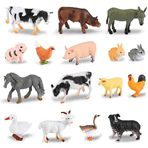 OOTSR 16 Piezas Figuras de Animales de la Granja - Conjunto de Animales de Granero Juguetes de Aprendizaje para Niños de 3 Años en Adelante Regalos Educativos para Niñas