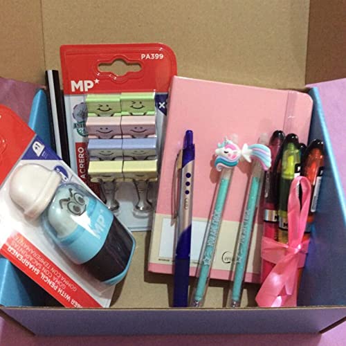 Opobox | caja sorpresa papeleria | Material escolar y de oficina bonito | Kit de escritorio bonito | bolis, marcadores y mucho más para tu escritorio.