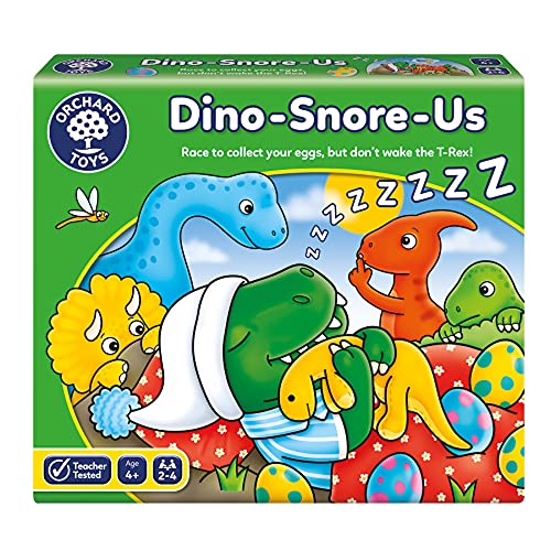 Orchard Toys Dino-Snore-Us Game, A Fun Dinosaur Themed Board Game for Ages 4+, Encourages Number and Counting Skills for Kids