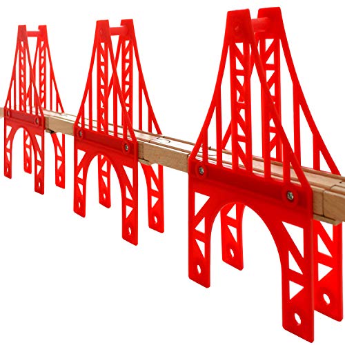 OrgMemory Puente de Tren, 3 Puente de suspensión, Puente de Tren de Madera, Pistas de Tren compatibles con Todas Las Marcas Principales