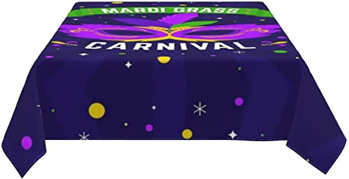 Oudrspo Mantel Rectangular Impermeable Mardi Gras Carnaval Fiesta Concepto patrón Cubierta de Mesa para Cocina Fiesta Picnic Comedor decoración 54x72in
