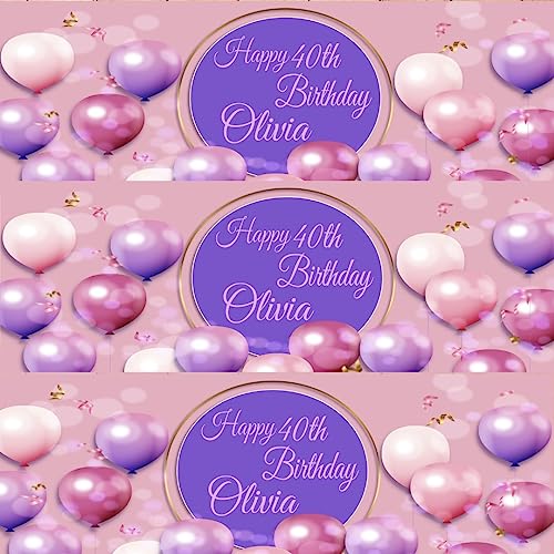 Pancartas de cumpleaños personalizadas para tu día especial de fiesta con nombre personalizado y fecha lista para fiesta de cumpleaños temática rosa