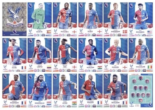 PANINI ADRENALYN XL Premier League 2024 - Juego completo de 18 cartas de equipo Crystal Palace