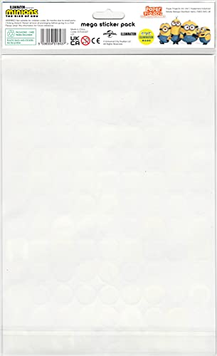 Paper Projects 01.70.22.027 Minions: The Rise of Gru Mega Pack | Tres tipos de pegatinas (alrededor de 150 en total) | Reutilizable en superficies no porosas, multicolor, 29,7 cm x 11 cm