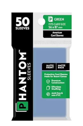 Paquete de 2 fundas Phantom: Verde Tamaño (56 mm x 87 mm) – Mate Mate (50) (Compatible con: estándar americano) Paquete individual