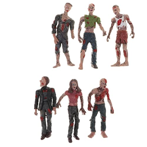 Paquete de 6 figuras de muñeca zombi Walking Dead - Coleccionables de terror pintadas a mano