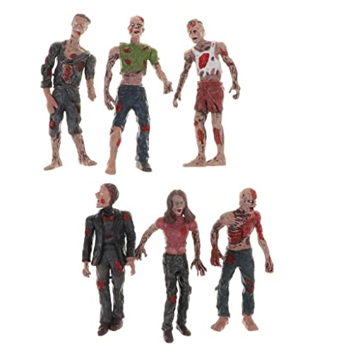Paquete de 6 figuras de muñeca zombi Walking Dead - Coleccionables de terror pintadas a mano