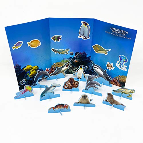 Para jugar con pegatinas para niños y adultos - Escenario Aventura Bajo el Mar - Para libreta, reseña, actividad manual, bolsa de cumpleaños, piñata - Pegatinas geniales para recompensar a los peques