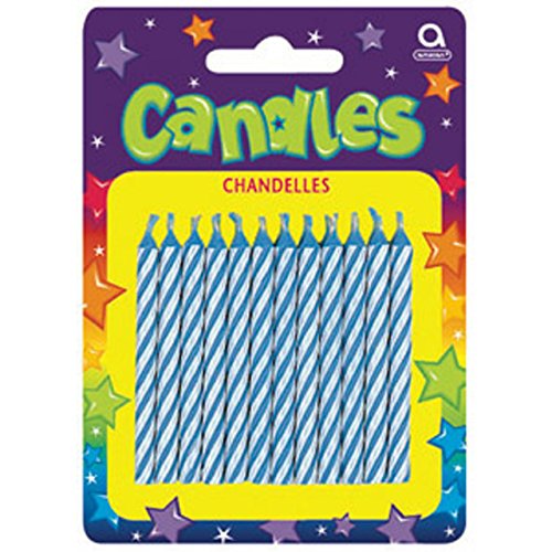 Party Time Spiral Candy Stripe Birthday Candles, Blue , 2.5 Wax by TradeMart Inc.