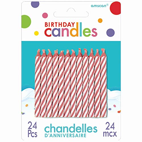 Party Time Spiral Candy Stripe Birthday Candles, Pack of 24, Pink , 2.5 Wax by TradeMart Inc.
