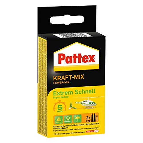 Pattex Kraft-Mix Extrem Schnell, pegamento de 2 componentes de curado extremadamente rápido a base de resina epoxi, set con 2x tubo de 12 g y 3x pegamento instantáneo de 1 g Ultra Gel