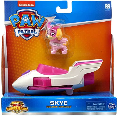 Paw Patrol Mighty Pups Super Paws Deluxe Vehicle with Collectible Figure (Skye)