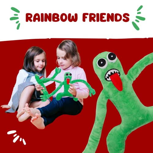 Peluche Rainbow Friends. Muñeco de Amigos del Arcoiris. Juguete de Videojuego de Terror. Regalo Infantil para Niños en Navidad, Cumpleaños (Verde, Green, 34 cm)