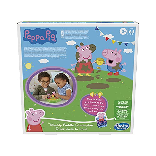 Peppa Pig Muddy Puddle Champion Board Game for Kids Ages 3 and Up, Preschool Game for 1-2 Players, Multicolor
