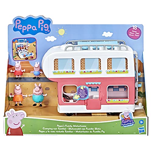 Peppa Pig, Peppa Peppa's Adventures-Camper de la Familia Wutz Juguete Preescolar Convertible Que Reproduce Sonidos y música, a Partir de 3 años, Color, único (Hasbro F2182)