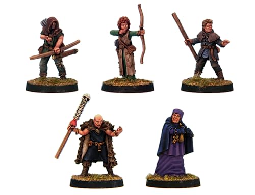 Personajes de Robin Hood de Gárgola Grinning – Miniaturas de RPG de fantasía sin pintar de metal blanco de 28 mm – Figuras de personajes de jugador pintables – DnD Sherwood Forest Nottingham Dungeons