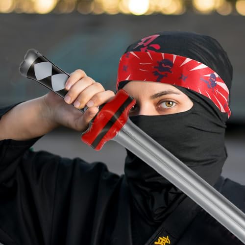 PEUTIER 12 Piezas Espadas Samurai Inflables y 12 Piezas Diademas Ninjas, Juego de Espada Ninja Juguete Inflable Espada Katana Accesorios de Cosplay para Niños Niñas Cumpleaños Fiesta Temática Ninja