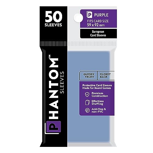 Phantom Sleeves: Tamaño morado (59 mm x 92 mm) - Brillante/Brillo (50) (Compatible con: fundas de tarjetas europeas)