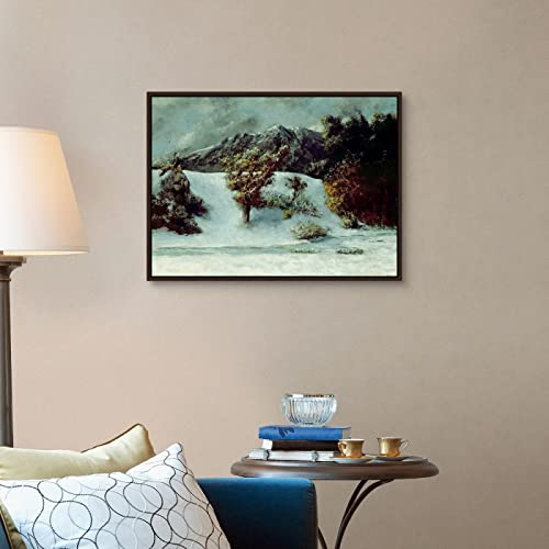 Pintar por Numeros Adultos, Niños, DIY Paint by Numbers,- arte de pared, decoración del hogar — Paisaje invernal con las abolladuras del midi, por Gustave Courbet