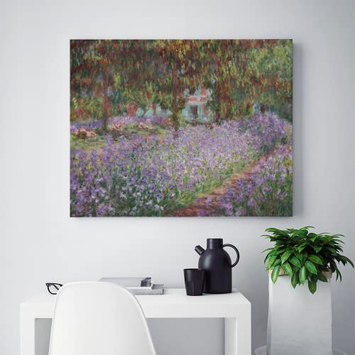 Pintura Por Numeros Adultos Con Marco Cuadros Famosos 40X50Cm Monet - Claude Monet Irises In Monets Garden - Kit Para Pintar Por Numeros Niños Cuadros Con Lienzo,B28