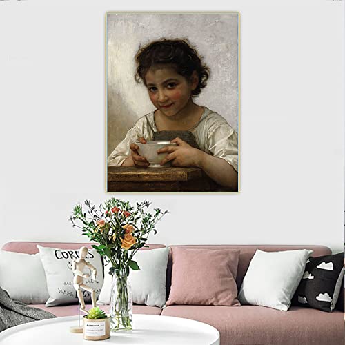 Pintura por números para adultos y niños, William Adolphe Bouguereau, sopa de leche, pintura al óleo, lienzo impreso, decoración del hogar
