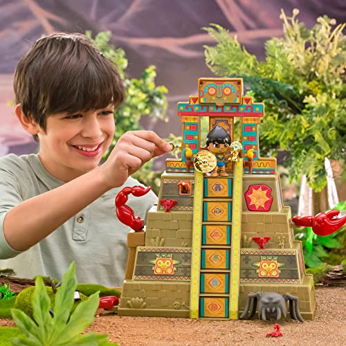 Pinypon Action - Wild. Trampas en la Pirámide, set de juguete de acción con puzzles, trampas, accesorios, un tesoro y 2 figuras de un muñeco explorador y una araña grande, +4 años, Famosa (700017053)
