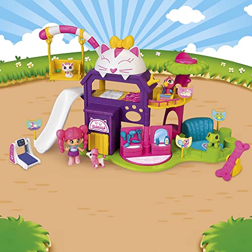Pinypon - Guardería de Mascotas, set de juguete con 4 animalitos, perro, gato, tortuga y pájaro y accesorios de juego, para niños a partir de 3 años, Famosa