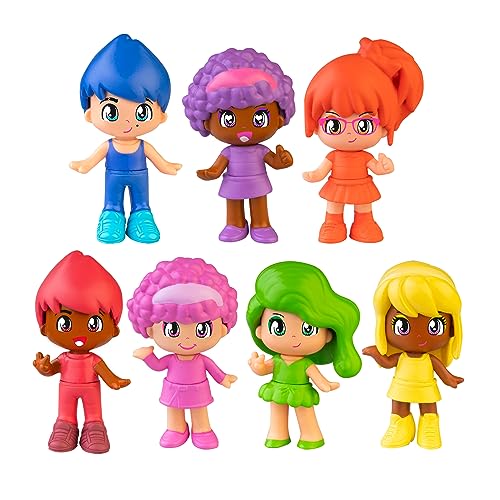 Pinypon - Rainbow Tube, Set de 7 Figuras con los 7 Colores del Arcoiris, con Piezas Intercambiables Cara para Crear Combinaciones, para niños y niñas Desde 4 años, Famosa (PNY43000)