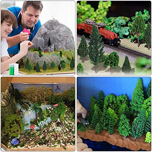 PIQIUQIU 25PCS Ferrocarril Árboles Arquitectura, Modelo árboles en Miniatura, Mezclados Árboles de Tren para DIY Paisaje, Hacer Maquetas de Paisajes