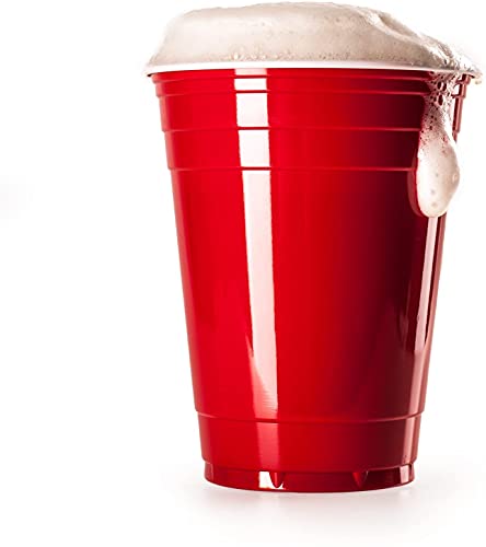 PIQIUQIU 50 Reutilizable Vasos 16oz Beer Pong Copas– Vaso para Fiesta Celebración Juego Americano de Beer Pong – con 5 Pelotas Ping-Pong