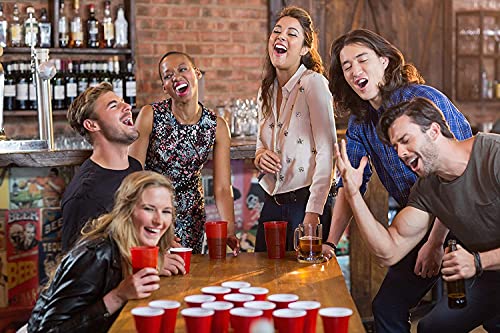 PIQIUQIU 50 Reutilizable Vasos 16oz Beer Pong Copas– Vaso para Fiesta Celebración Juego Americano de Beer Pong – con 5 Pelotas Ping-Pong
