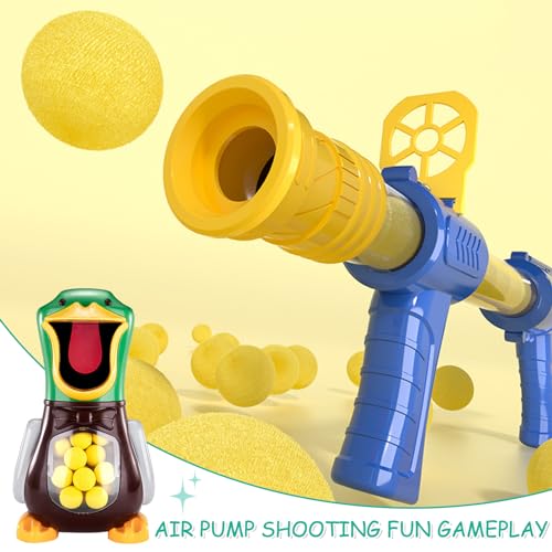Pistola de bolas de espuma con objetivo de tiro de pato, juguete de tiro para niños, juego de tiro con 12 bolas de espuma, juego de disparos para niños y niñas