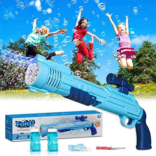 Pistola de Burbujas para niños, Panamalar Máquina de Burbujas para Niñosmás de 10,000 Burbujas Coloridas/min, con 2 soluciones de Burbujas, Juguetes de Verano para Exteriores, Interiores, Fiestas