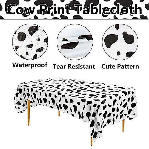 PIXHOTUL Mantel con Estampado de Vaca, manteles de plástico con Estampado de Vaca Grande, Suministros para Fiestas de Animales de Granja para Fiestas temáticas de Vacas, 137 x 274 cm (Paquete de 4)