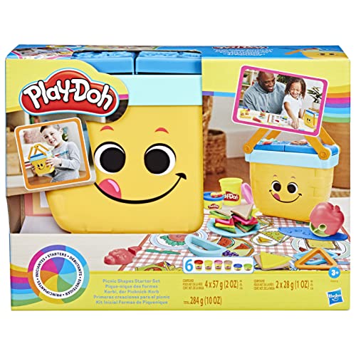 Play-Doh Primeras Creaciones para el Pícnic Juguete Preescolar con Plastilina, 12 Herramientas y 6 Botes