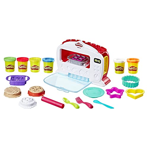 Play-Doh Set de Horno mágico Kitchen Creations para niños a Partir de 3 años con 6 Colores tóxicos + Pack Botes Brillantes (Hasbro A5417EU9)