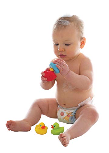 Playgro Mini-patos para el baño, 4 Piezas, Totalmente sellados, Resistentes al agua y la suciedad, Ideales para el baño del bebé, A partir de 6 meses, Libres de BPA, Colorido, 40212