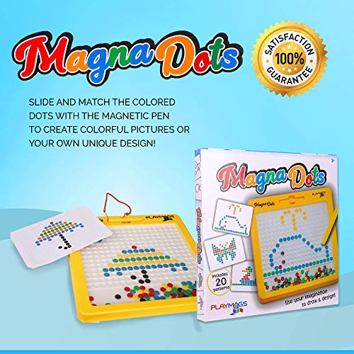 Playmags Magna Dots - Tablero Magnético Grande de 12.5 Pulgadas para Niños, Tablero Magnético con Bolígrafo Magnético - Doodle Magna Doodle con Imanes Seguros para Niños - Juguete de Viaje para Niños