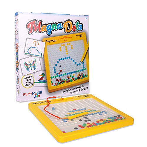 Playmags Magna Dots - Tablero Magnético Grande de 12.5 Pulgadas para Niños, Tablero Magnético con Bolígrafo Magnético - Doodle Magna Doodle con Imanes Seguros para Niños - Juguete de Viaje para Niños