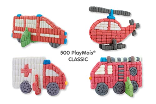 PlayMais Fun TO Play Camión de Bomberos para niños y niñas a Partir de 3 años I Juguete Educativo con 500+ Piezas, 4 Plantillas e Instrucciones I Fomenta la Creatividad y la motricidad Fina
