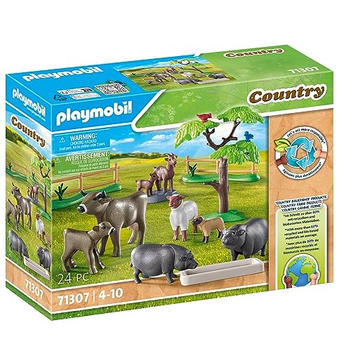 PLAYMOBIL Country 71307 Set Animales,con adorables Animales de Granja como Vacas, Cabras, ovejas y Cerdos vietnamitas, Juguetes para niños a Partir de 4 años