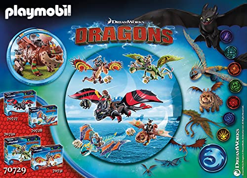 PLAYMOBIL DreamWorks Dragons 70729 Dragon Racing, Barrilete y Patapez, A Partir de 4 años