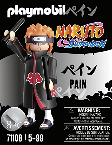 PLAYMOBIL Naruto 71108 Pain con Cabello Rojo, Banda, Barras de Chakra y Piedra, Divertido Juego Creativo para los Fans del Anime con Detalles y Accesorios auténticos, a Partir de 5 años